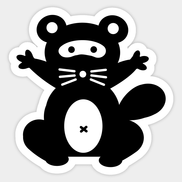 Black & White Ninja Raccoon / Tanuki Sticker by Japan2PlanetEarth